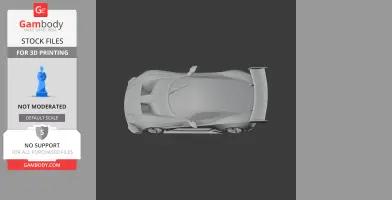 Top view of a 3D model of an Aston Martin Vulcan, ready for 3D printing.