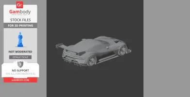 3D model of an Aston Martin Vulcan, rear view, for 3D printing.