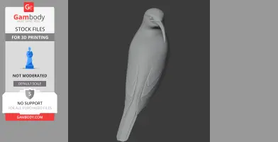 3D model of a stylized bird, elongated beak, smooth body, wings, and tail detailing, on a dark background.