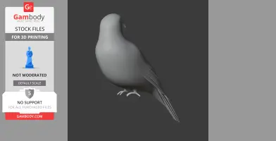 3D model of a stylized Vanga bird, showing its side profile, designed for 3D printing.