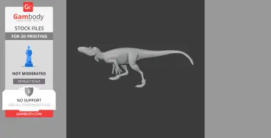 3D model of a Vectaerovenator dinosaur, shown in a side view for 3D printing.