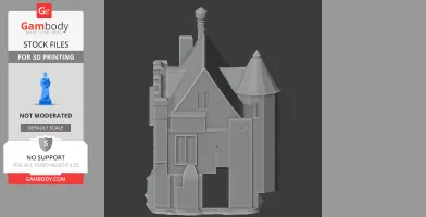 A detailed 3D model of an old castle with towers and gabled roofs, designed for 3D printing.