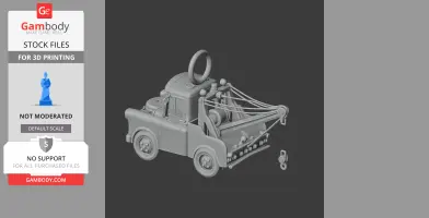 Tow truck 3D model with spider-web details and ring on top, designed for 3D printing.