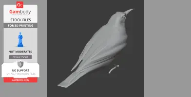 A 3D model of a stylized prehistoric bird perched, with elongated wings and beak, for printing.