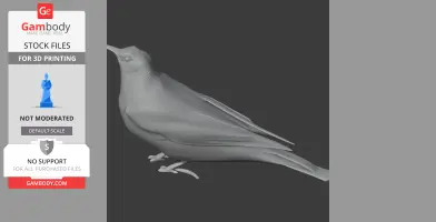 3D model of a Wallcreeper bird, detailed for 3D printing, shown in a neutral gray tone.