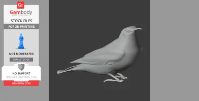 3D model of a Wallcreeper bird, posed standing, designed for 3D printing.