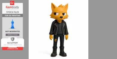 Anthropomorphic fox figure in leather jacket and boots, from 'Night in the Woods.'