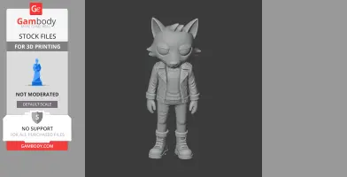 Stylized 3D model of an anthropomorphic character in a jacket and boots, designed for 3D printing.
