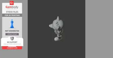 3D model of an anthropomorphic cat-like character standing, with large ears and simple features.