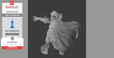Samurai warrior in dynamic pose with flowing robes and outstretched arm, ready for 3D printing.