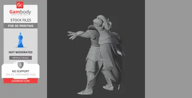 A 3D model of a samurai warrior in armor, extending an arm forward.