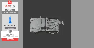 A 3D model of a stylized tow truck viewed from above, designed for 3D printing.