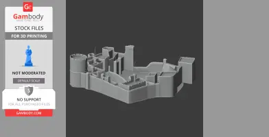 A 3D model of Peckforton Castle architecture for 3D printing, featuring detailed walls and towers.