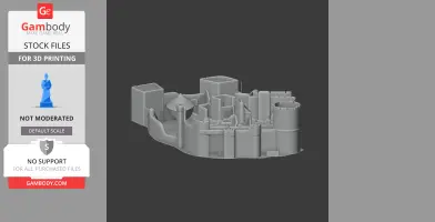 3D model of Peckforton Castle, showcasing towers and fortified walls for printing.