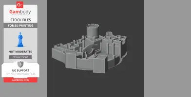 3D model of Peckforton Castle with detailed architecture and central tower for 3D printing.
