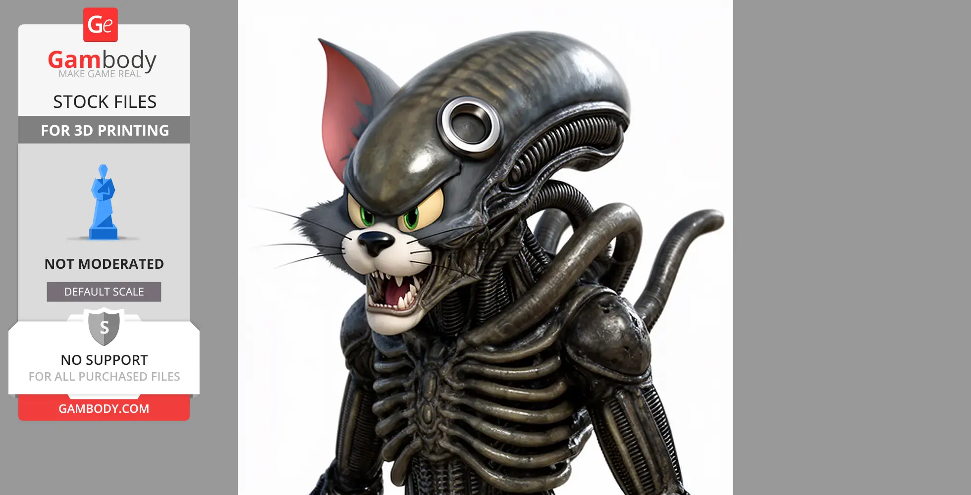 Tom Cat Alien Xenomorph Ring Figure - Mashup Figure STL