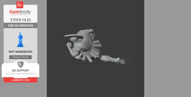 A 3D model of a crouching ancient warrior in a helmet and armor, ready to print.