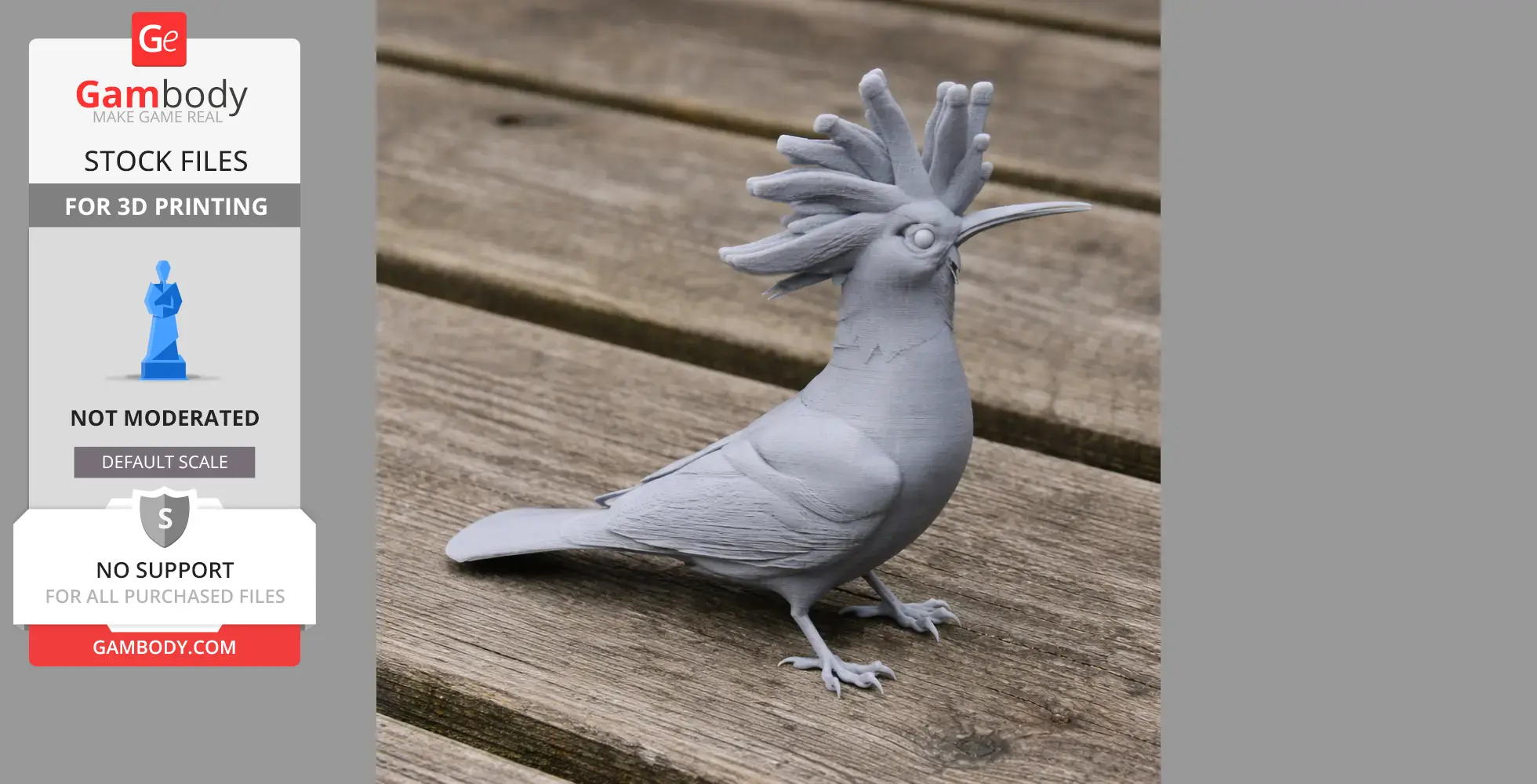 Wood Hoopoe Bird - Prehistoric Animal STL