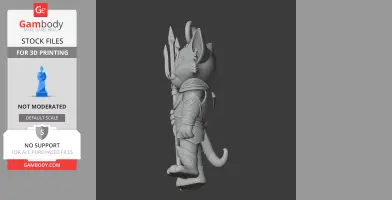 A 3D figure of a cartoon cat dressed as Aquaman, holding a trident, designed for 3D printing.