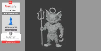 Cat character in armored Aquaman suit holding a trident, with a ring on its head.