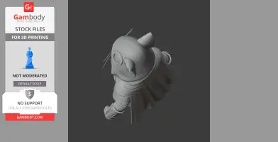 3D model of an anthropomorphic cat with an assassin theme, wearing a cloak and gauntlets.