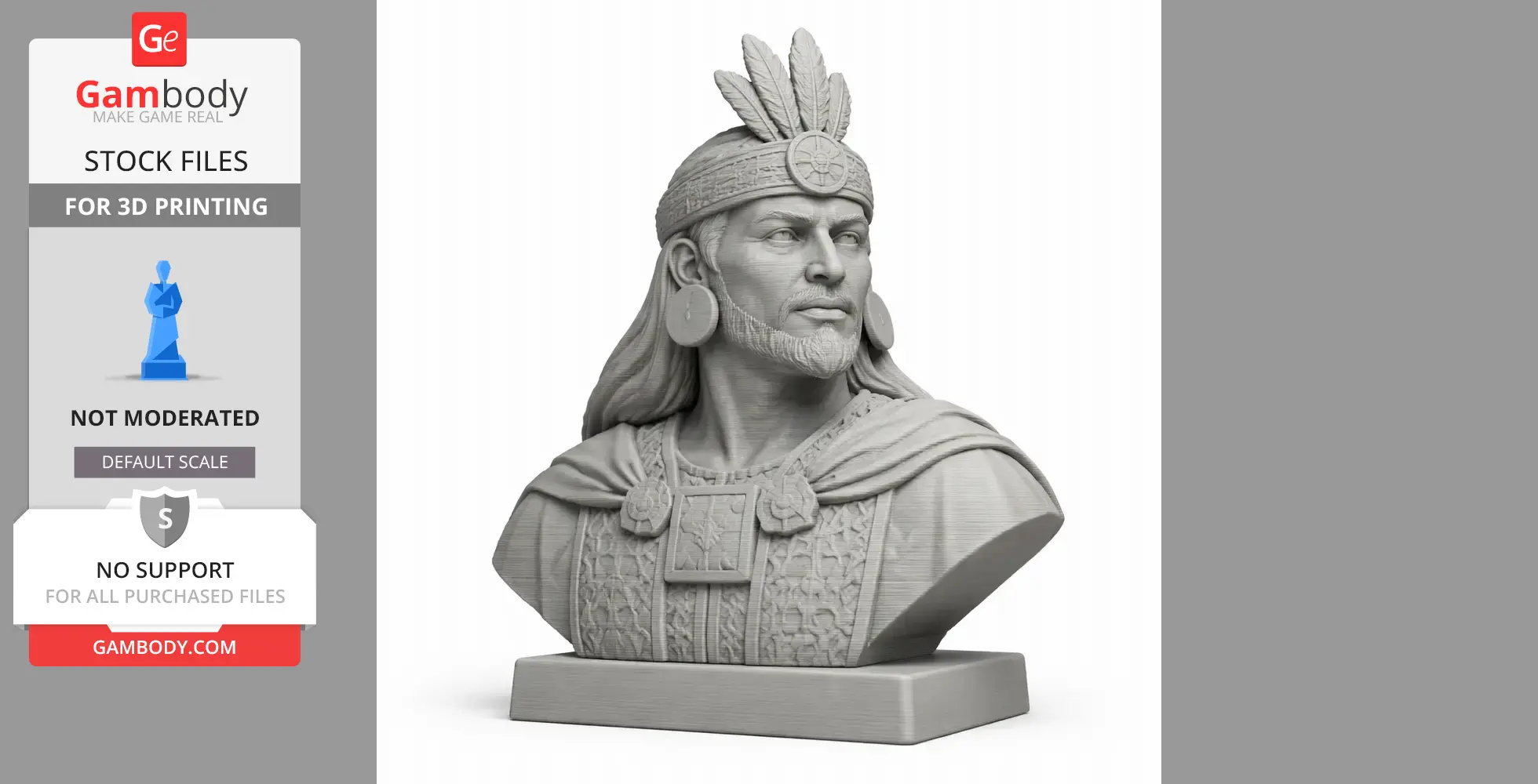 Pachacuti Bust - Historical Warrior STL