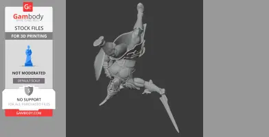 Dynamic pose of an ancient warrior with shield and sword, ready for action.