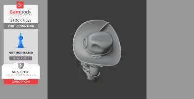 Cowboy hat-wearing tomcat figure, designed as a 3D printable ring.
