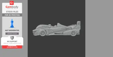 3D model of the Audi R15 TDI racing car for 3D printing, side view display.