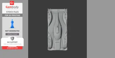Top view of Audi R18 3D model for printing, showing aerodynamic design and detailed contours.
