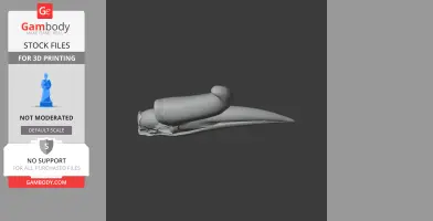 3D model of a Hornbill (Rhinoceros) skull for 3D printing, shown in profile view.