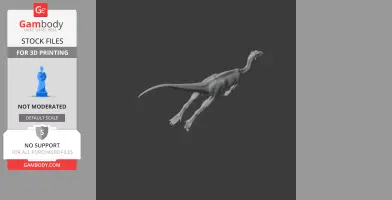 3D model of a Zephyrosaurus dinosaur, posed with a long tail and slender body, for 3D printing.