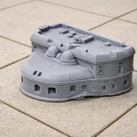 3D-printed model of Portland Castle, showcasing its distinct architectural design and features.