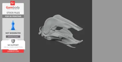 A detailed 3D model of a horse skull, side view, for 3D printing.