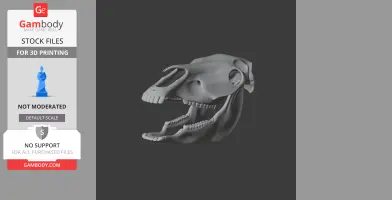 A 3D model of a detailed horse skull, suitable for 3D printing.
