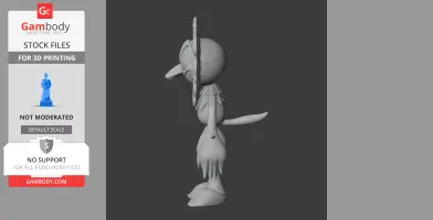 Side view of a 3D-printable Cagney Carnation figurine from Cuphead, shown in a neutral pose.