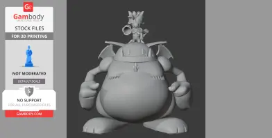 3D model of a rotund creature with a small figure on top, designed for printing.
