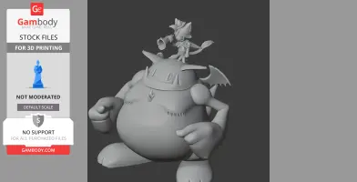 A whimsical cat character riding a round robot-like creature, designed for 3D printing.