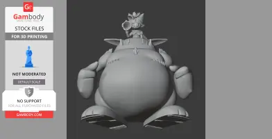 A whimsical, round robot with a cat character on top, designed for 3D printing from Final Fantasy VII.