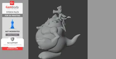 A whimsical cat figure on a rotund creature from Final Fantasy VII, designed for 3D printing.