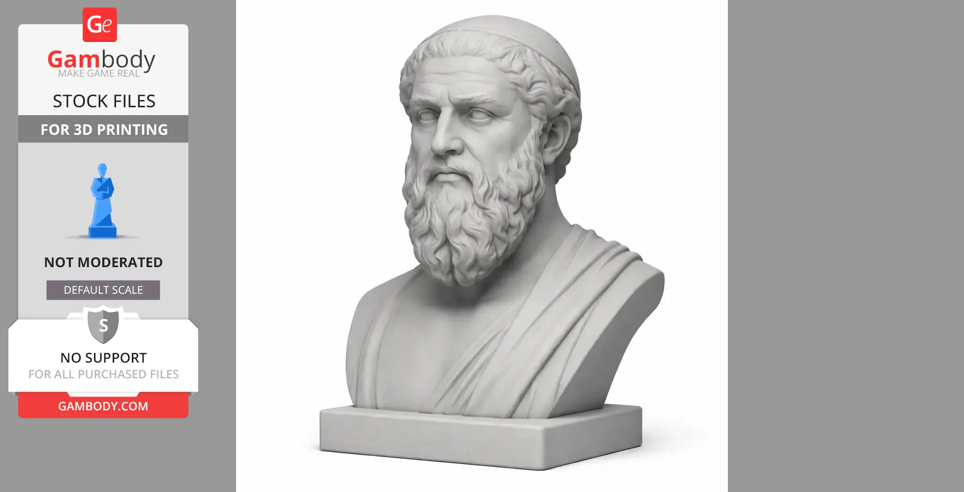 A detailed 3D-printed bust of a historical figure with a beard and classical attire.