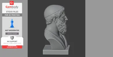 A detailed 3D model of a historical warrior bust with a bearded profile.