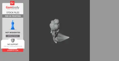 3D model of Cala Maria from Cuphead, featuring a detailed mermaid character for printing.
