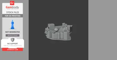 3D model of Pulford Castle with cylindrical towers and walls for 3D printing.