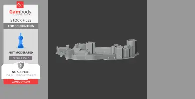 A detailed 3D model of a castle with multiple towers and a wall, designed for 3D printing.