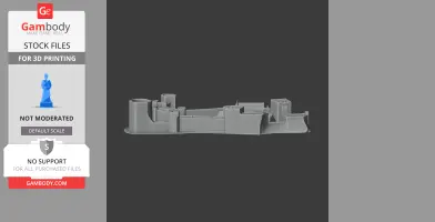 3D printed model of Pulford Castle with towers, walls, and a detailed fortress layout.