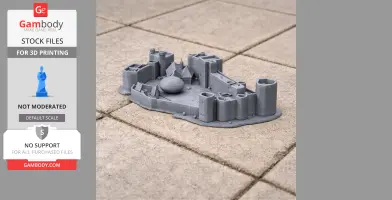 A 3D-printed model of Pulford Castle, featuring walls, towers, and a central dome-like structure.
