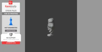 A 3D printed character figurine in a casual outfit, viewed from above.