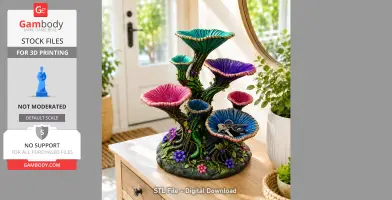 Enchanted floral tree organizer with multicolored flower-like trays for keys and small items.