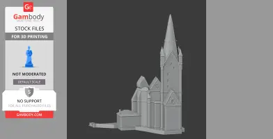 Detailed 3D model of Paderborn Cathedral with spire and ornate architectural features.